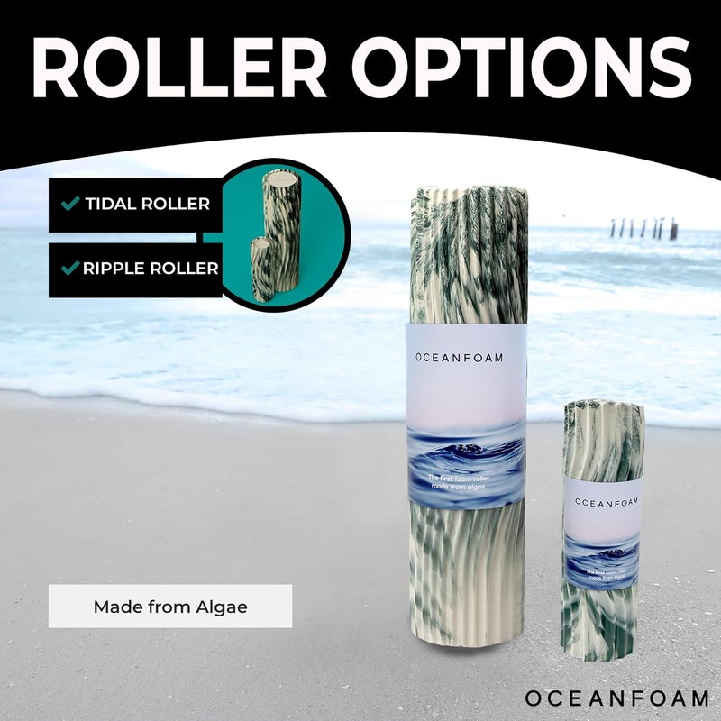 Oceanfoam Tidal Roller - Hunter Marbled - Muscle Massage Foam Roller for Back Pain & Stretching - Firm and Ergonomic Wide Wave Textured - Yoga, Athletics, & Wellness - Full Size, 20" x 5" - Image 5